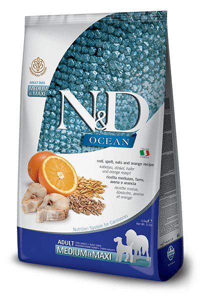 N&D Ocean Codfish & Orange Ancestral Grain Adult Medium/Maxi 12կգ
